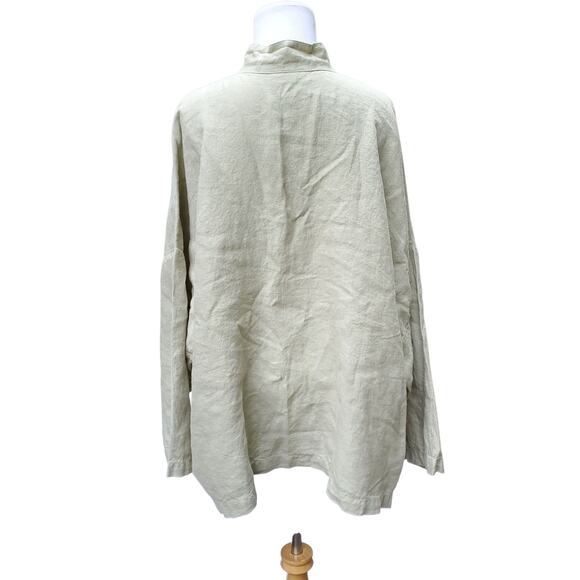 Bryn Walker Light Green Linen Button Down Tunic Top Pockets Lagenlook Sz L - Picture 8 of 15